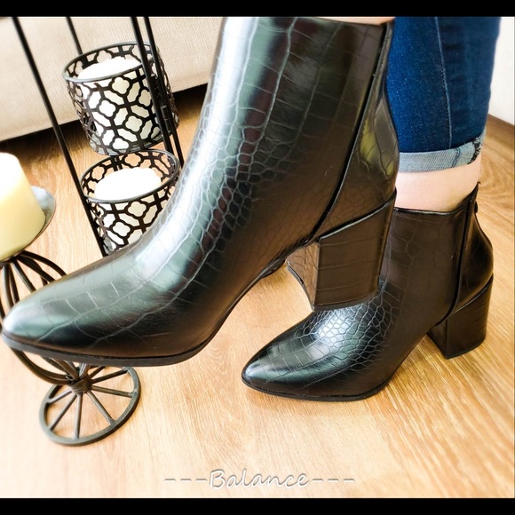 Black Pointed Toe Bootie - Picture 2 of 9